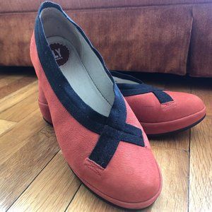 Orange Suede Fly London Wedges